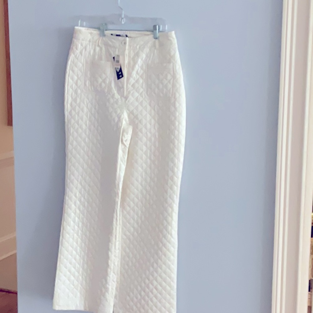 Off white quilted pants